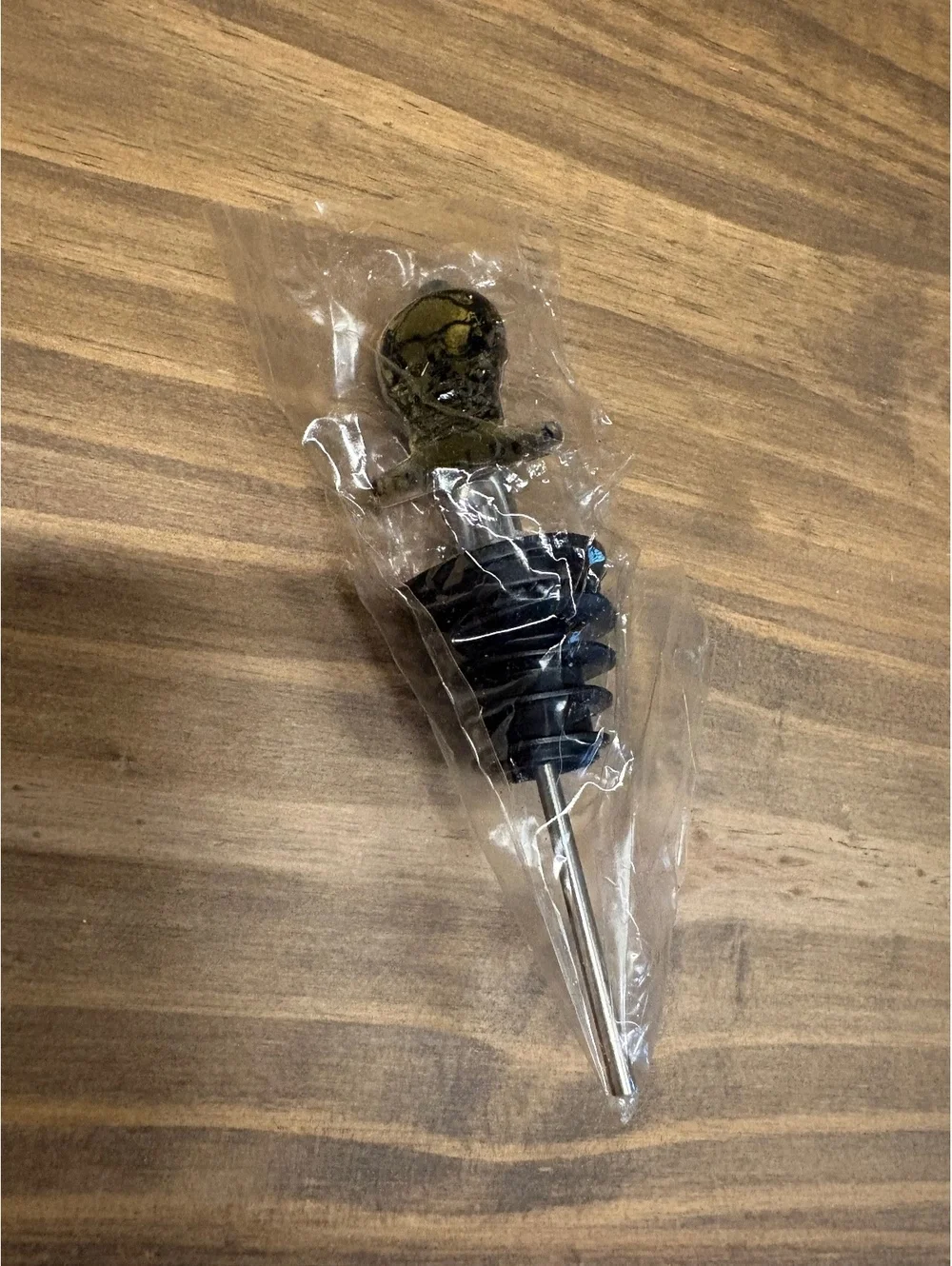 Crystal Head Vodka Skull Liquor Pourer Bottle Stopper Gold Colored Bar New